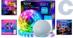 Multicolor Smart LED Strip Lights 100ft – App & Remote Control for Mood Lighting