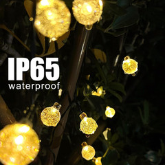 2-Pack 100 LED Solar String Lights for Outsdie, 46FT Crystal Globe Lights with 8