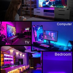 LED Strip Lights 5050 RGB DIY Light Bar TV Room Music Sync Color IR Remote Decor
