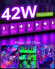 4 Pack LED 42W Black Lights, Blacklight Bars with Plug+Switch+6Ft Cord, Light up