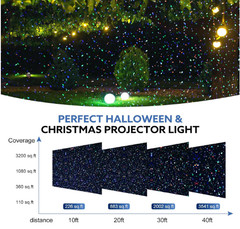 Proyector láser RGB exterior IP65 con efectos de cielo estrellado y luciérnagas.