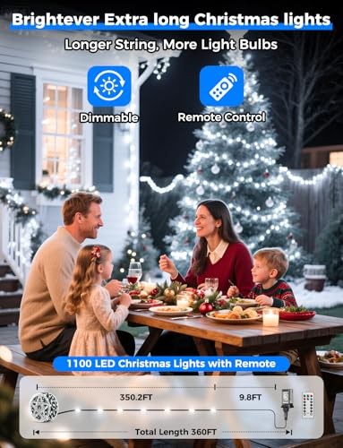 BRIGHTEVER CHRISTMAS DECORATIONS OUTDOOR, 360 FT 1100 LED CHRISTMAS – COOL