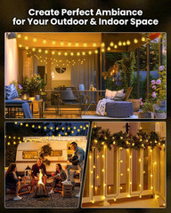 Solar String Lights Outdoor 60 LED 36FT with 8 Lighting Modes, Waterproof Solar