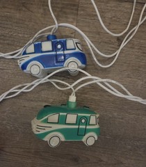 2 Sets Of LED Car-Shaped String Lights Multicolor Bulbs, White Cord, Plastic