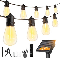 100FT Solar-String-Lights-Outdoor-Waterproof, 31+2LED S14 Shatterproof Bulb, Pat