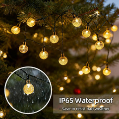 Solar String Lights Outdoor Waterproof IP65 9.3 Feet Patio Lights with 20 LED Cr