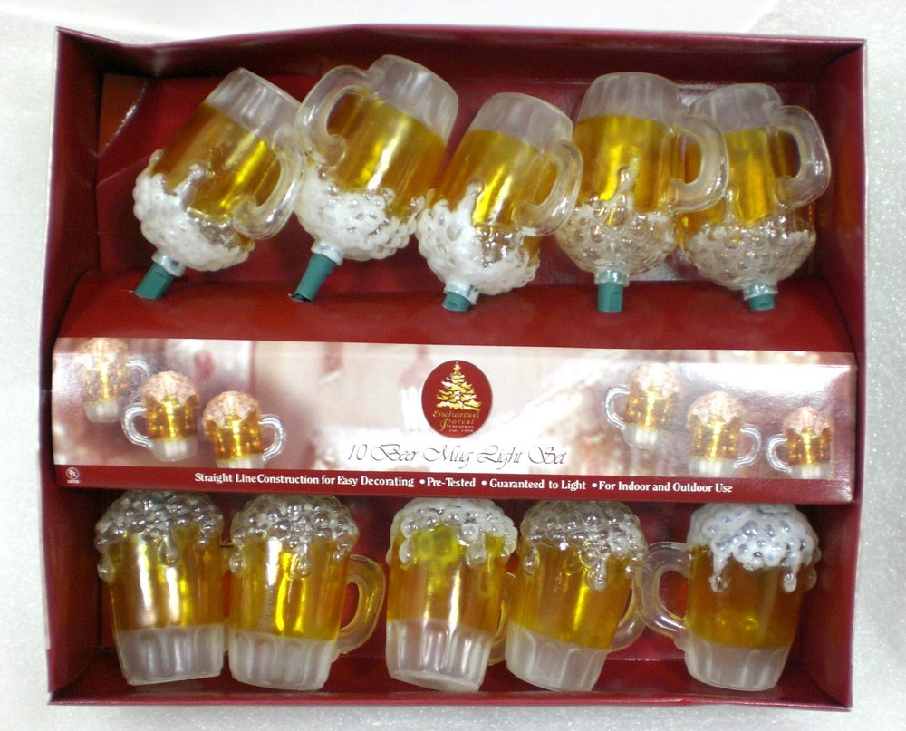 10-Count Beer Glass Mug Shaped String Light Set Enchanted Forest NEW