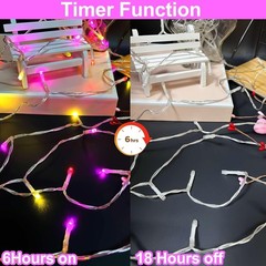 Timer & 8 Mode-33Ft 100LED Valentines Day Decorations Red Pink White Valentines