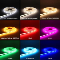 16FT 12V 24V COB LED Strip 10mm 8mm Flexible Tape DIY Bar Lights for Home House