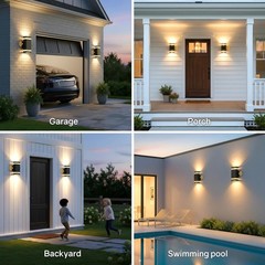 Tesjaso Dusk To Dawn Outdoor Wall Light Modern Up Down Led Wall Sconce Aluminum