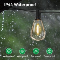 Solar String Lights 50/100FT ST38 Shatterproof Bulbs Waterproof for Patio Garden