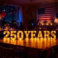 250th Anniversary Decorations – LED Sign Lights, Battery Powered, 4th of July Ho